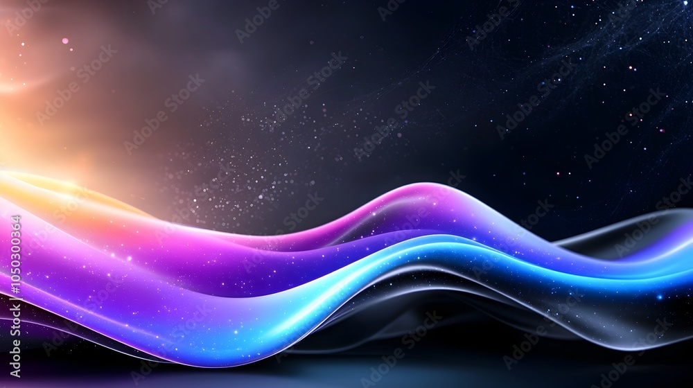 Poster mesmerizing abstract glowing gradient shapes in vibrant purple blue and black set against a grainy n