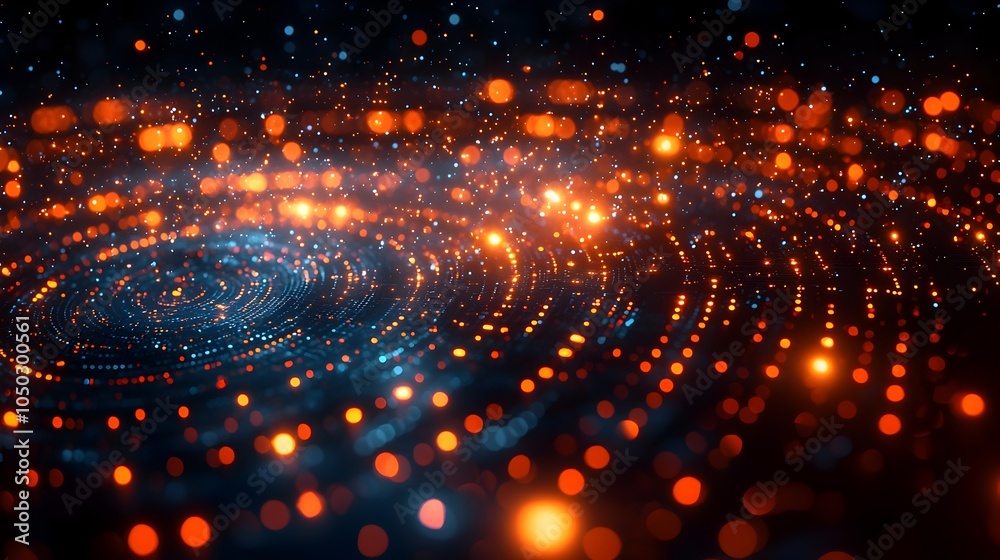 Aufkleber Futuristic 3D rendered tech circle with neon lights and digital elements glowing on a dark background symbolizing big data and advanced technology  An abstract
