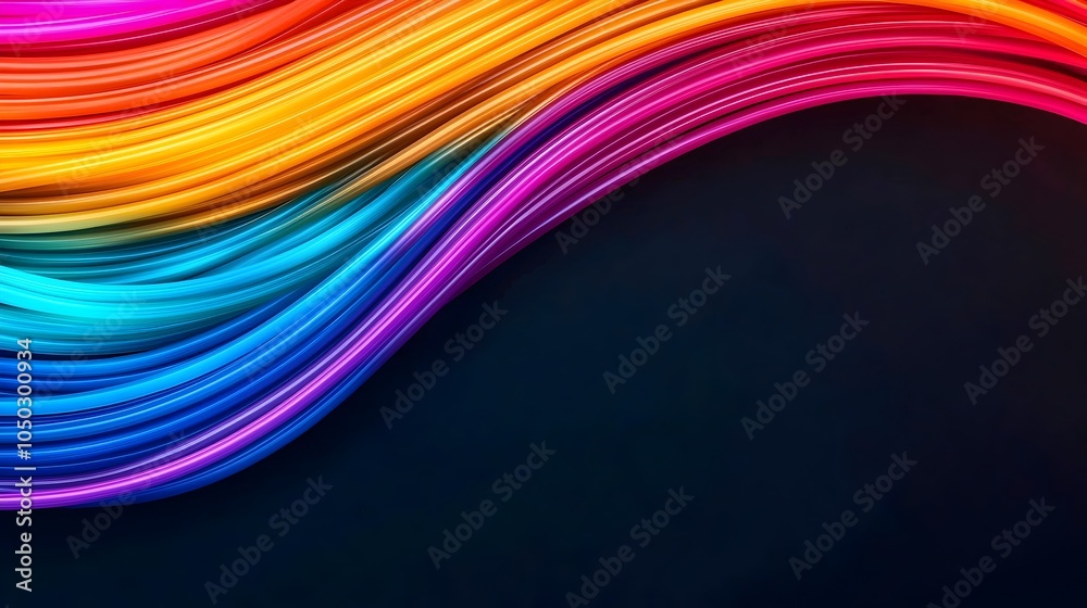 Leinwandbilder Close up view of intricate and vibrant fiber optic cables glowing with a mesmerizing array of colors against a pitch black background creating an abstract futuristic and captivating visual display