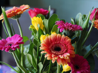 a bouquet of vibrant colour flowers
