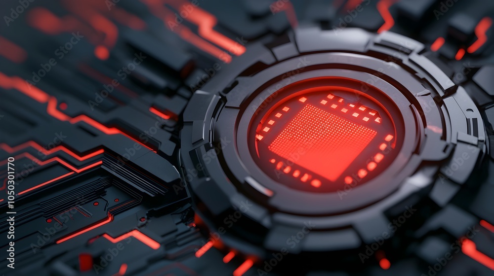 Poster Advanced tech lock symbol in a sleek digital interface