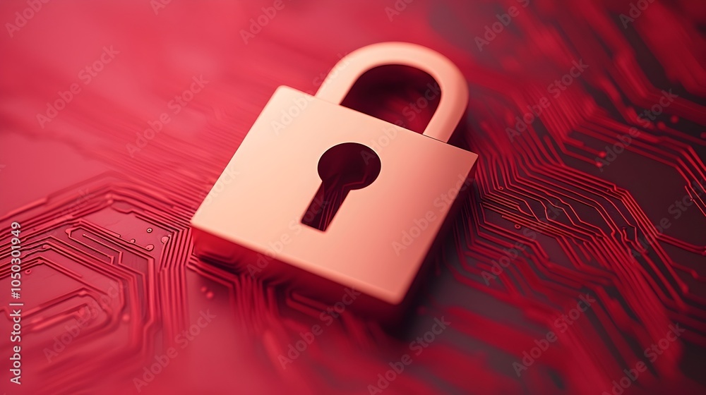 Aufkleber Sleek Holographic Digital Lock Symbol Emphasizing Secure Network Technology and Cyber Protection  Digital security data encryption and advanced tech protocols for a safe and connected digital world