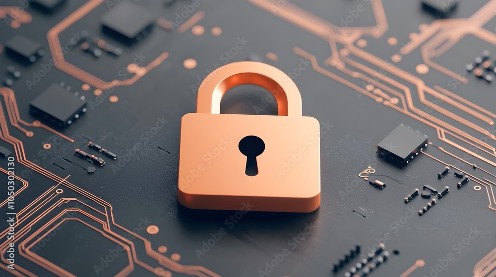 Poster Glowing and Futuristic Lock Icon Representing Advanced Encryption and Secure Connections in a High Tech Digital Network Interface