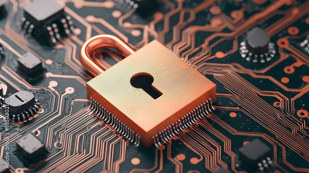 Poster Advanced digital lock symbol embedded in a futuristic interface