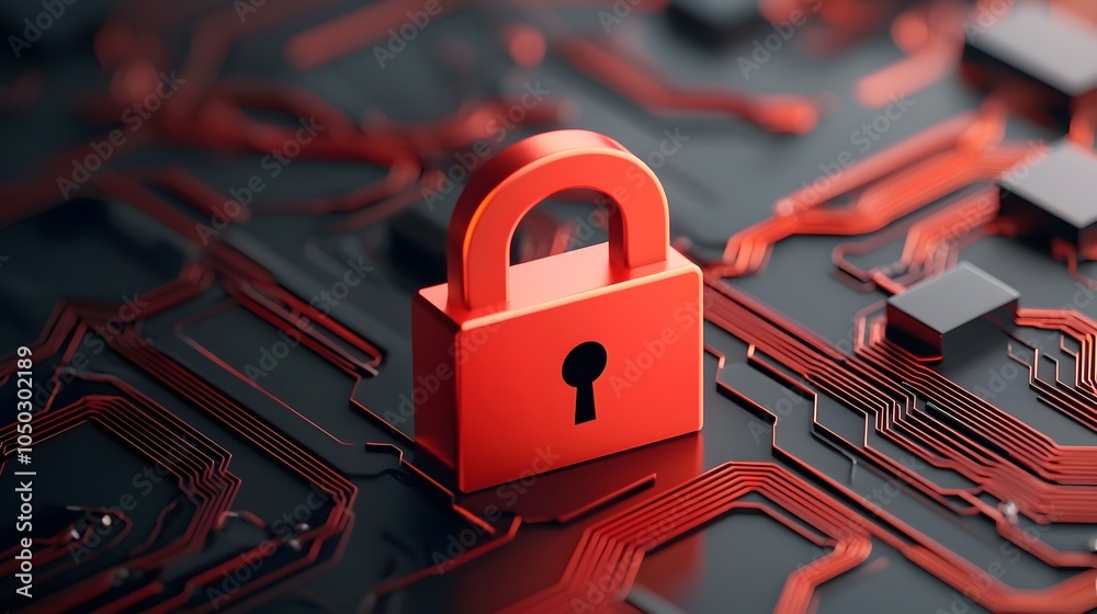 Poster Glowing lock icon displayed in a futuristic high tech digital interface representing advanced encryption and secure connections within a data network system  The image symbolizes cybersecurity