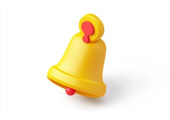 Cute 3D vector icon of a bell featuring an exclamation mark