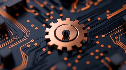 Close up of a secure digital lock in a high tech interface highlighting advanced cybersecurity protocols and encrypted communication across digital systems