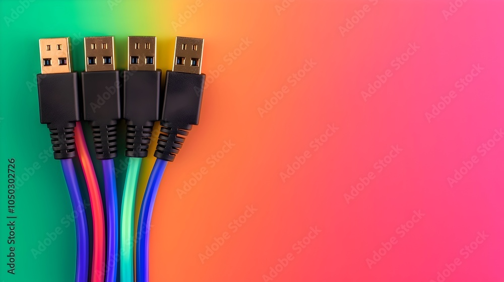 Aufkleber close up shot of rj45 ethernet cables glowing with vivid led lights reflecting vibrant colors that h