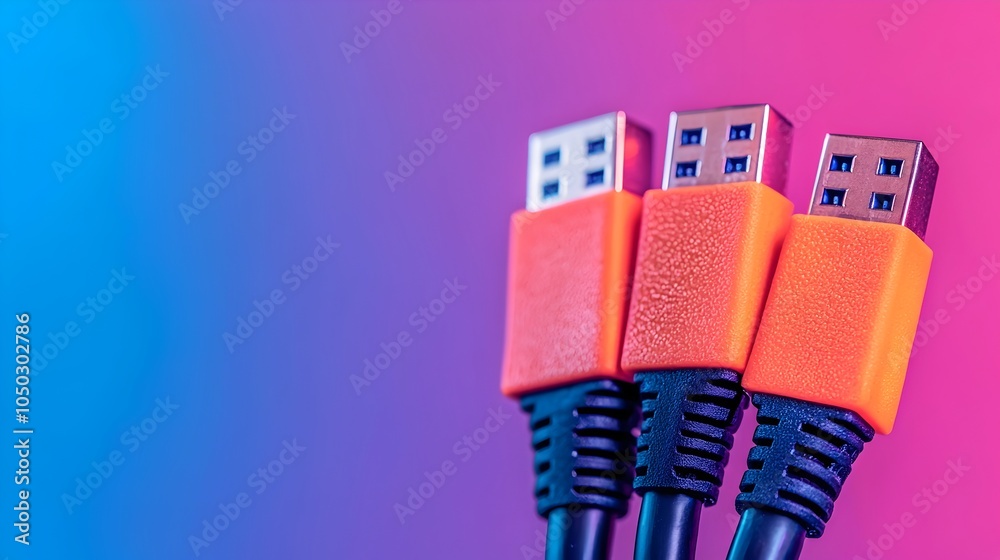 Poster glowing rj45 ethernet cables with dynamic led lights are featured in a close up view that showcases 