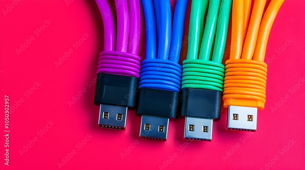 Aufkleber close up of vibrant led lit rj45 ethernet cables showcasing the colorful and sleek design of modern 