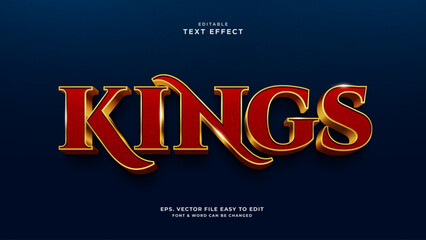 Kings editable text effect 3d golden