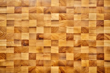 Oiled butcher block texture background with a checkered wood pattern in various shades of brown. Perfect for kitchen, rustic, or natural-themed designs.