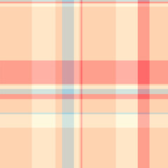 Scrapbook fabric tartan seamless, vivid plaid texture background. Gift card check vector textile pattern in red and orange colors.
