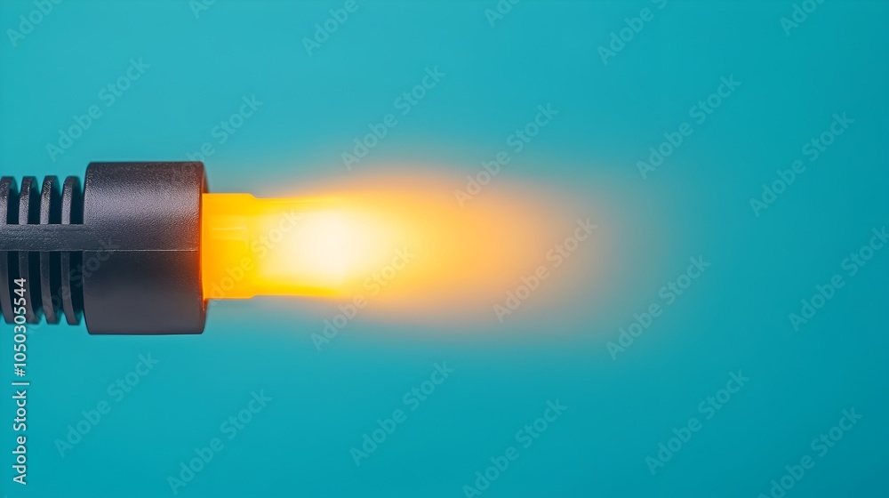 Aufkleber Macro close up of an RJ45 connector with glowing light streaming through the pins soft radiance representing network connectivity and digital data transmission