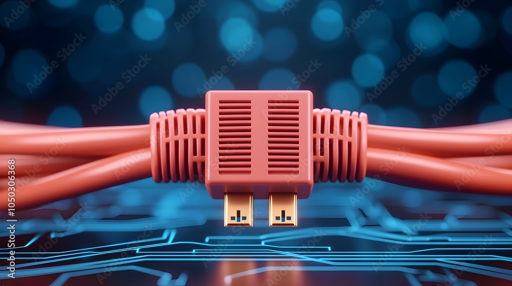 Poster Glowing Blue Ethernet Cables Illuminated on a Tech Inspired Digital Background with Reflective Lighting Representing High Speed Connectivity and Data Communication