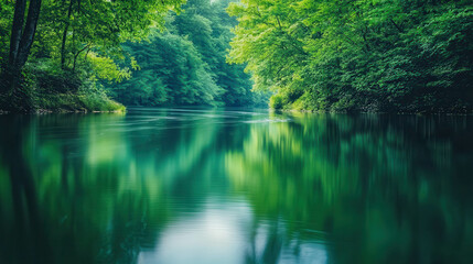 Obraz premium Serene River in Lush Forest 