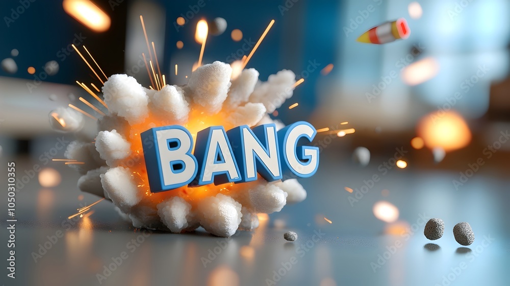 Leinwandbilder bold and striking 3d text saying bang surrounded by a vibrant comic book style explosion with dynami