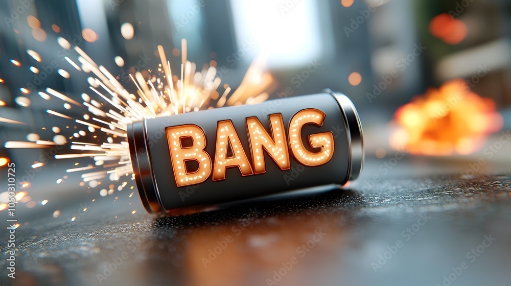 Aufkleber striking 3d text artwork featuring bold dynamic typography in a comic inspired explosion with bright