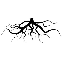 Tree root silhouette vector illustration