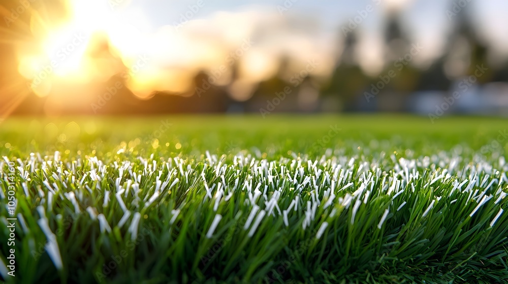 Aufkleber crisp white field lines create a vibrant geometric texture on the lush green grass