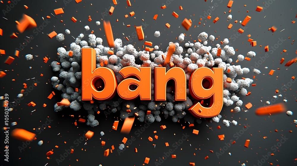 Poster explosive and dynamic comic book action scene featuring bold 3d bang text surrounded by vibrant fier