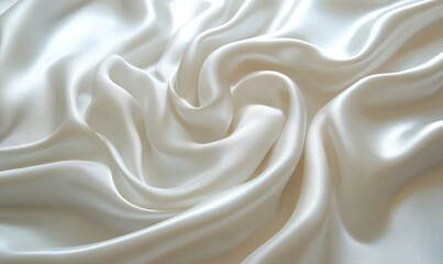 Obraz premium Elegant White Silk Fabric Wave Texture, Abstract Drapery Background for Luxury, Smooth and Flowing Textile Design Concept, Generative AI