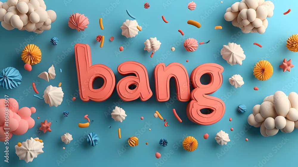 Poster striking 3d bang text surrounded by vibrant colors motion lines and a dynamic comic inspired backgro