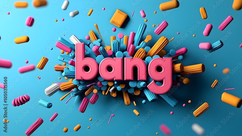 Poster Powerful and Vibrant 3D Text Explosion with Dynamic Comic Style Background and Energetic Motion Lines