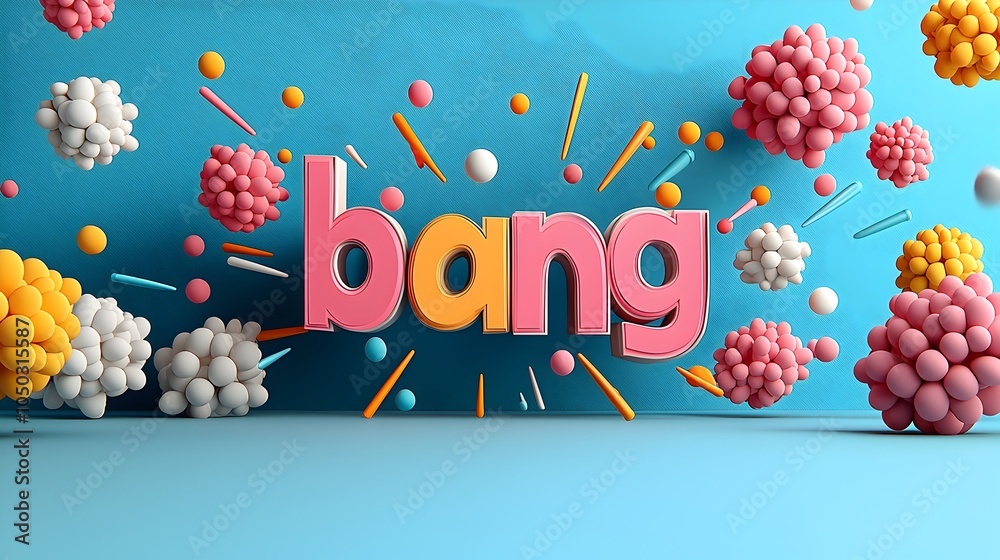 Aufkleber Powerful 3D Bang Text in a Close Up Comic Explosion Surrounded by Vibrant Colors Motion Lines and a Dynamic Comic Style Background Filled with Energy and Visual Impact
