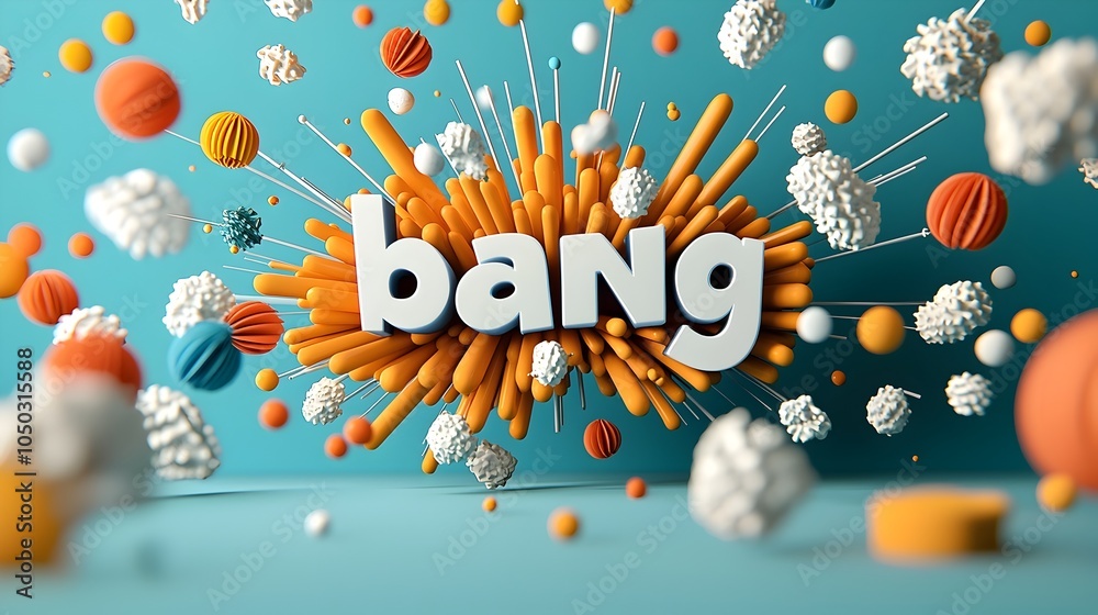 Aufkleber striking 3d bang text surrounded by a vibrant comic explosion with dynamic motion lines and energeti
