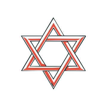 recommend clip art: Geometric Star of David design with red and black outlines on a white background