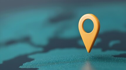 Close up view of a vibrant blue themed world map with a glowing navigation pin highlighting a specific location
