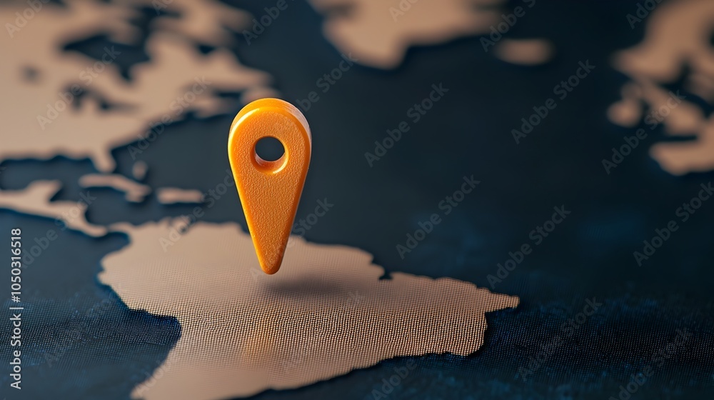 Poster Close up of a glowing pin on a world map with soft blue lighting emphasizing the concepts of navigation global international connectivity