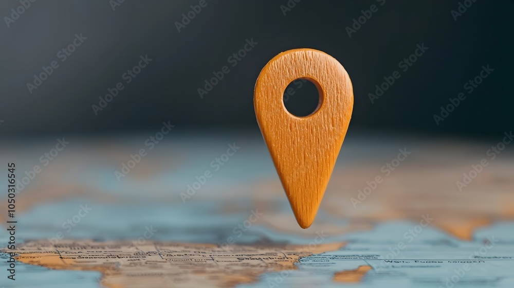 Poster Close up view of a glowing blue pin set on a detailed world map emphasizing the concept of global navigation worldwide digital mapping technology