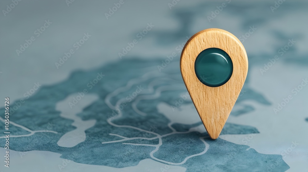 Leinwandbilder Close up View of a Glowing Blue Map Pin Concept Highlighting Global Navigation Connectivity and Technology in a Soft Futuristic Light
