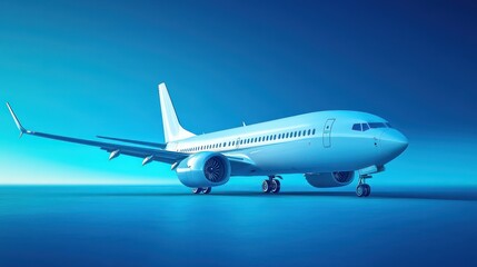 Fototapeta premium Vector 3d airplane in blue background. Airplane concept