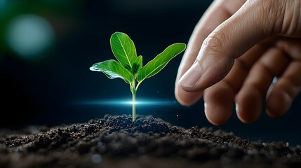 Innovative smart farming techniques showcased through digital infographics and the growth of corn seedlings in a sustainable technology driven agricultural environment  Focusing on precision