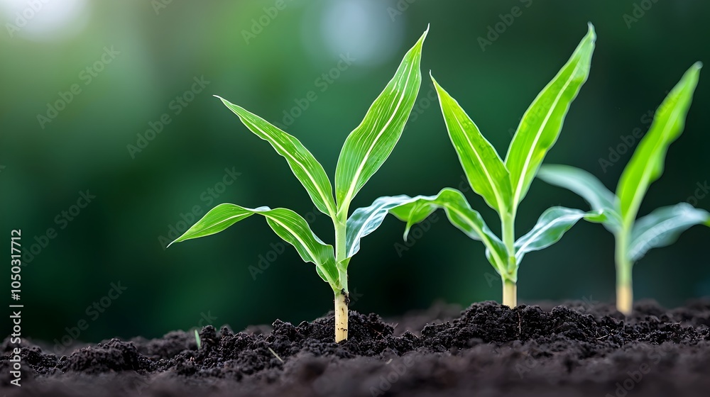 Poster precision agriculture technology and smart farming concepts with corn seedling growth infographics a