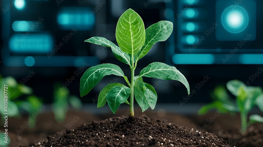 Poster futuristic smart farming with digital precision agriculture infographics showcasing the benefits of 