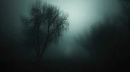 Obraz premium A foggy mist effect on a dark black background, with diffused edges and subtle gradations in opacity, creating a haunting visual.
