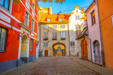 Old street in old Riga. The city is capital of Latvia that is well known to be a very popular...