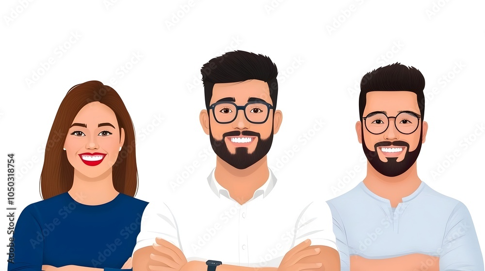 Poster vibrant depicting a group of enthusiastic and engaged employees with smiling faces symbolizing high 