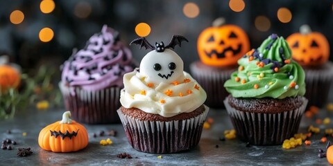 cupcake with frosting，Halloween