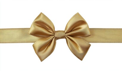 Fototapeta premium Gold Ribbon with Bow Isolated on White Background