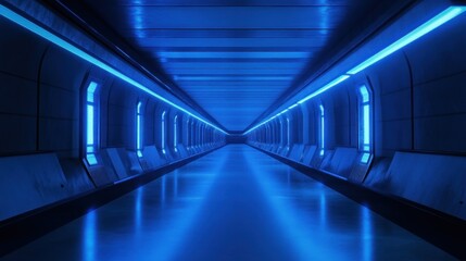 Fototapeta premium Futuristic Blue Corridor