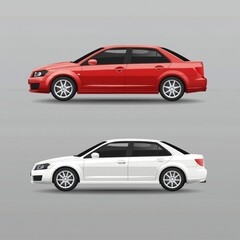 Naklejka premium vector art of Collection of simple cars with side view. Vector
