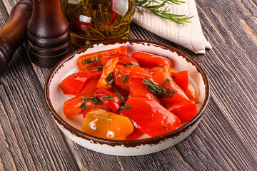 Homemade marinated red bell pepper