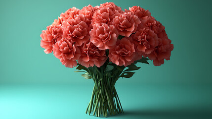 Obraz premium A vibrant bouquet of carnations in shades of pink, red, and white, with ruffled, textured petals and sturdy green stems
