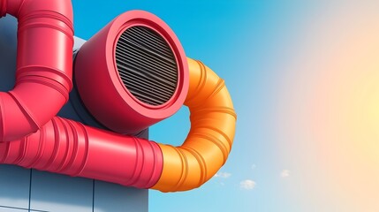 Detailed 3D blueprint of a building s ventilation system highlighting duct placements vents and airflow distribution for technical architecture and engineering projects