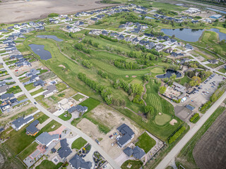 Aerial Drone View of Greenbryre Neighborhood in Saskatoon, Saskatchewan